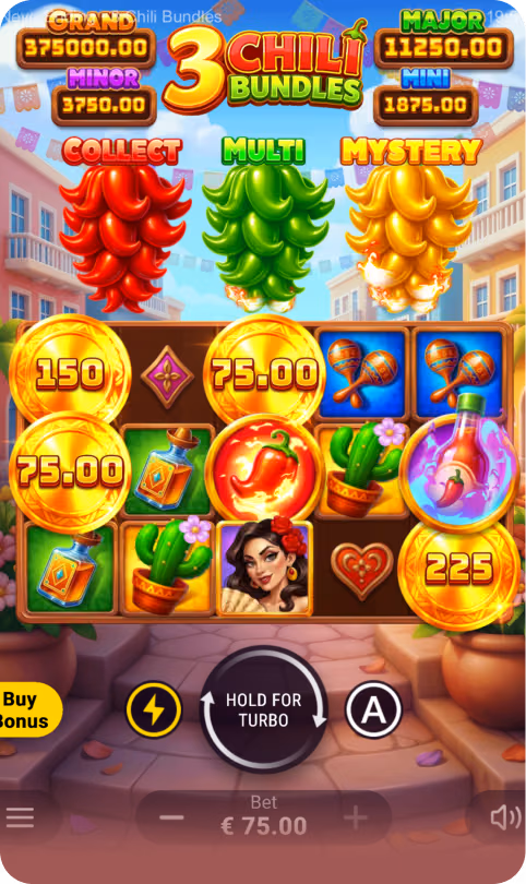 3 Chili Bundles Hold and Win Mexican market theme and reels