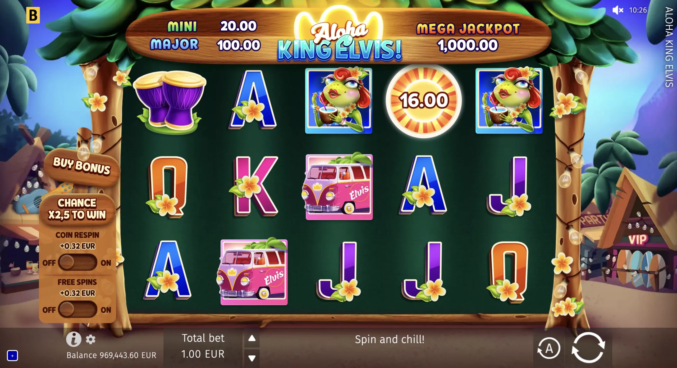 Aloha King Elvis Coin Respin jackpot feature
