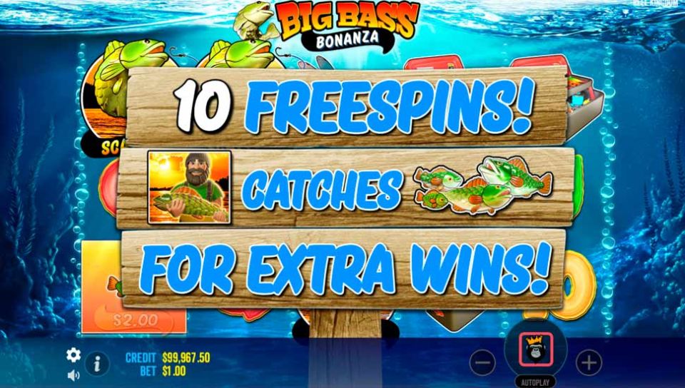 Big Bass Bonanza free spins round with the fisherman collecting money symbols