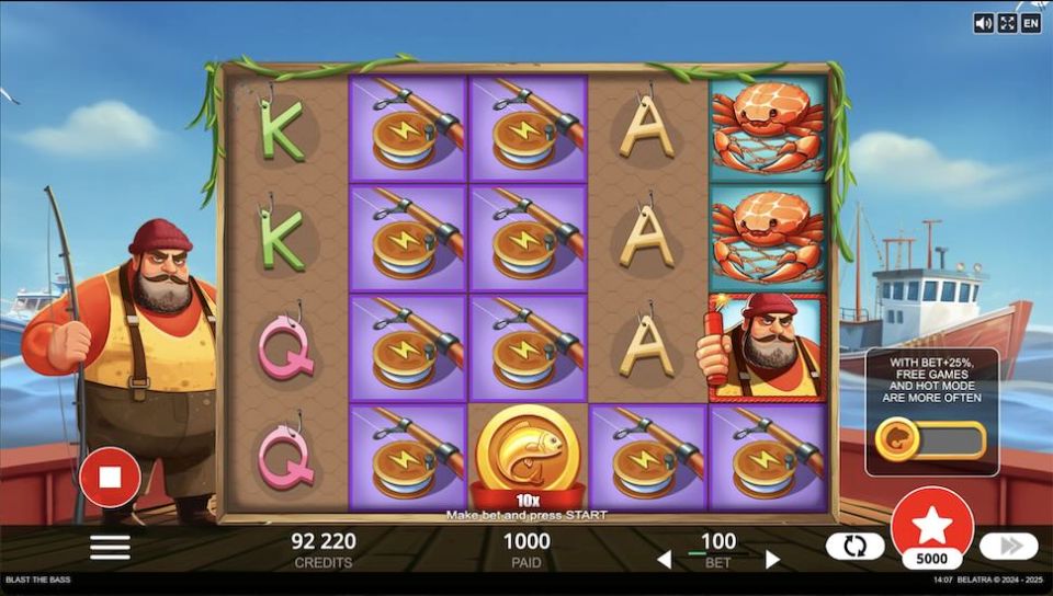 Blast the Bass fisherman wild symbols on the reels