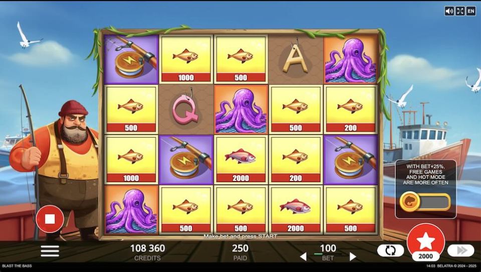 Blast the Bass fish symbols and fish rain feature