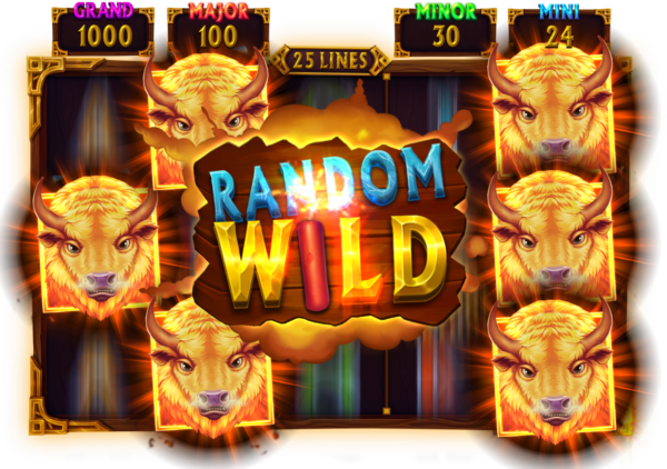 Buffalo's Sun 3 Hold and Ring jackpot collect feature with sun symbols