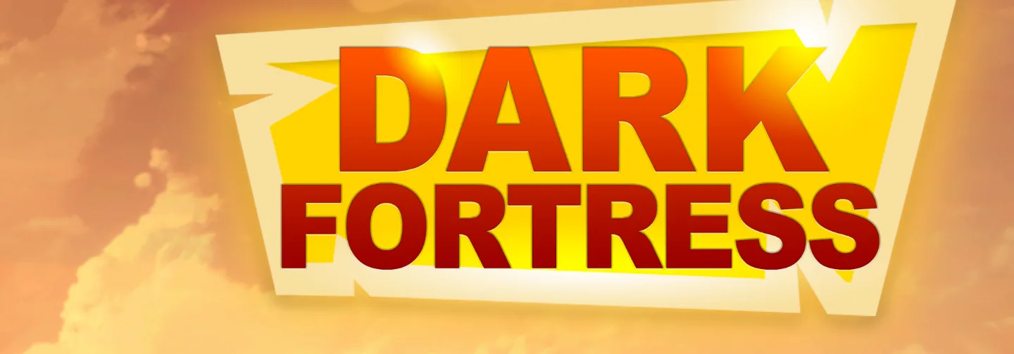 Dark Fortress title art over the ruined city skyline