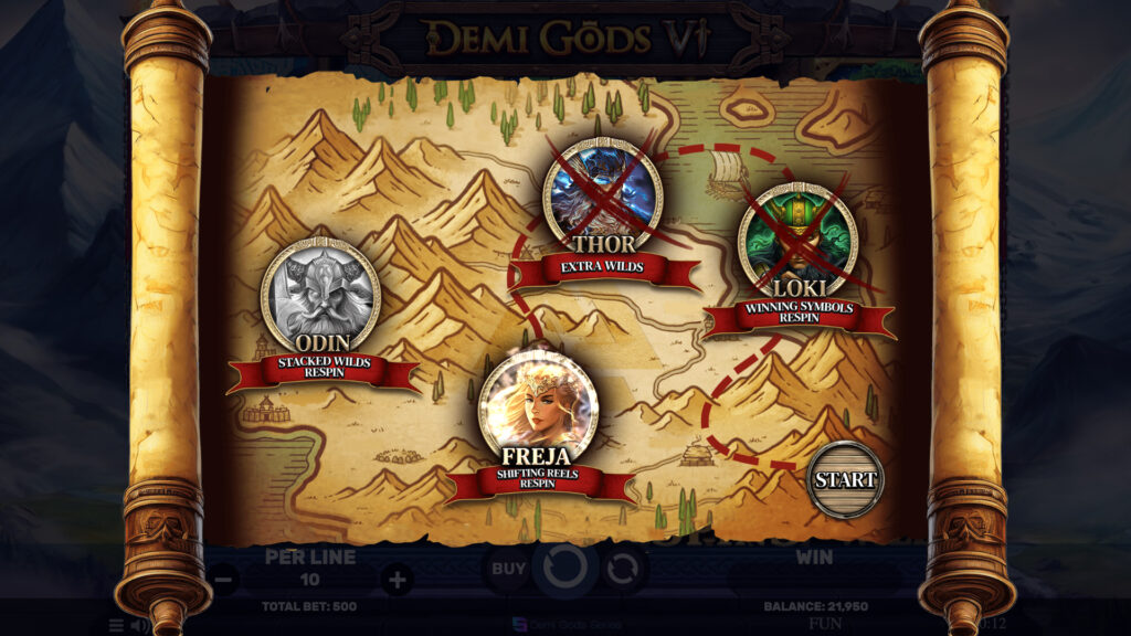 Demi Gods VI Free Spins mode with wild multipliers