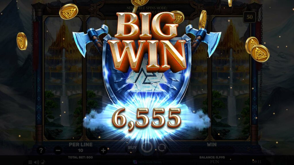 Demi Gods VI ancient realms map and big win screen