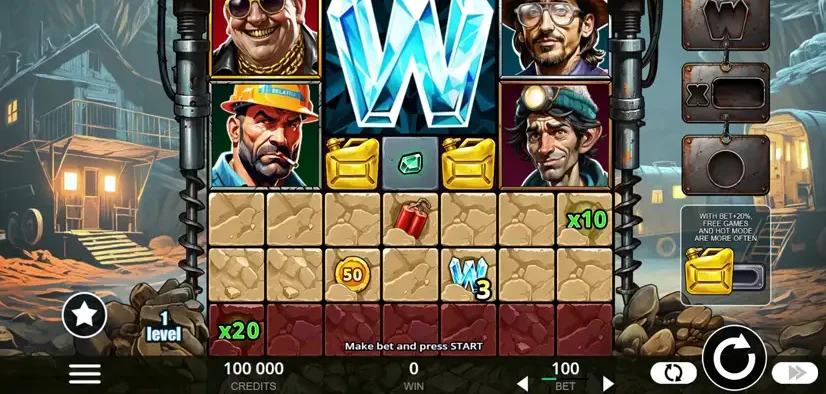 Digger's Fortune free spins and cascade dig feature