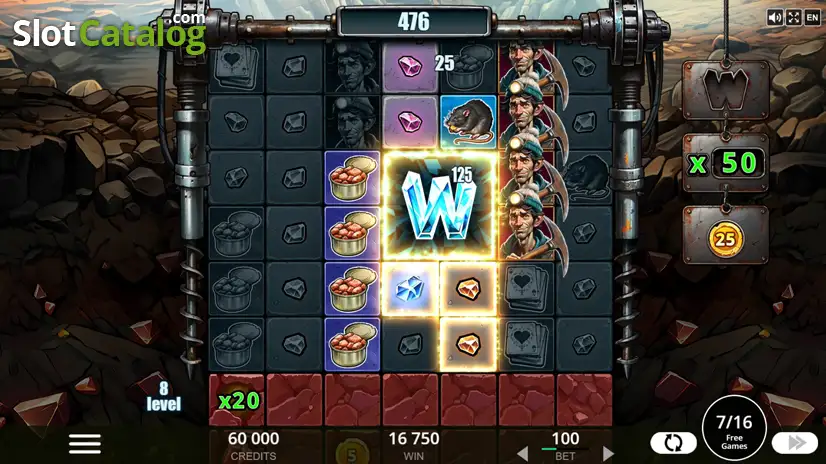 Digger's Fortune mining reels and mine-shaft grid