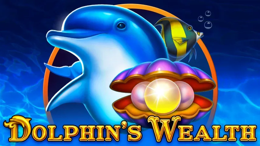 Dolphin's Wealth key art showing the reef reel set with the dolphin, sea turtle and pearl shell symbols
