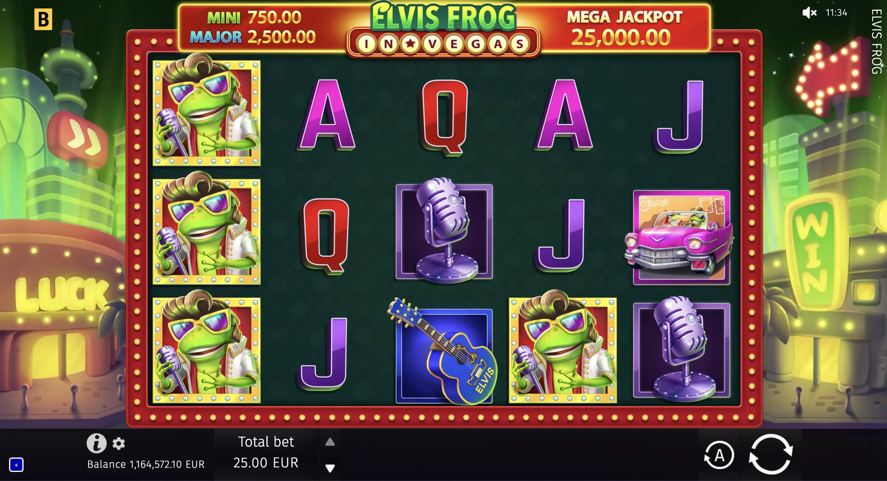 Elvis Frog in Vegas gameplay on the Las Vegas strip