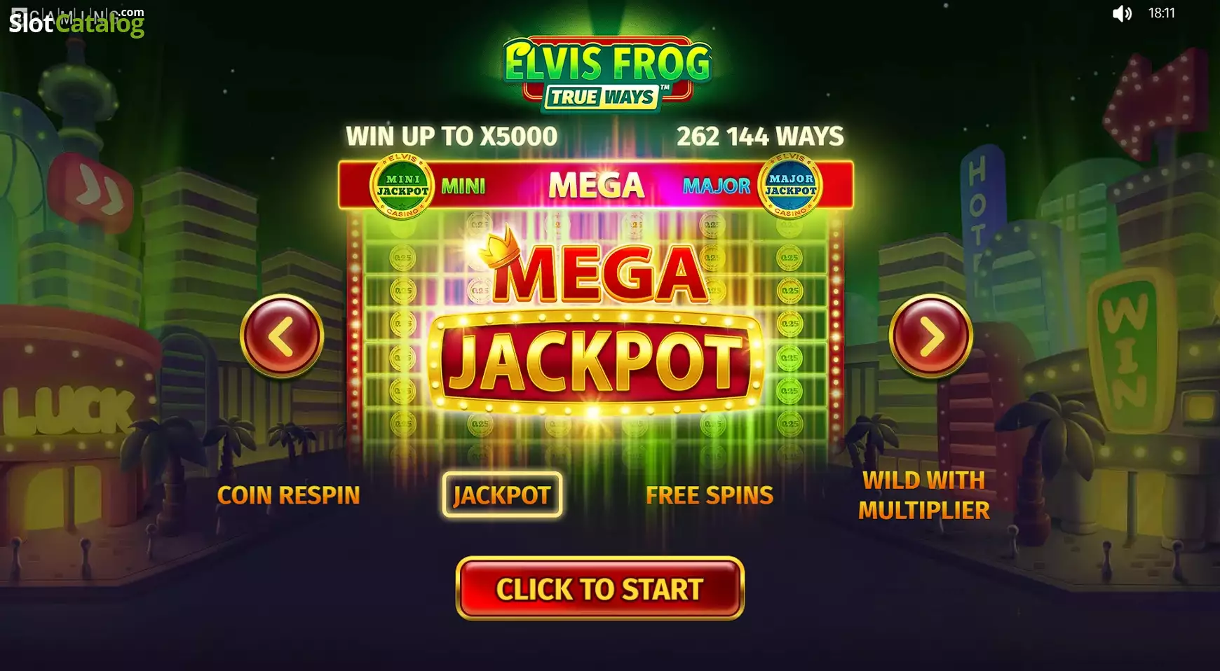 Elvis Frog TrueWays reels and Vegas-style theme