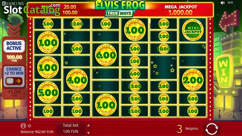 Elvis Frog TrueWays free spins feature with wild multipliers