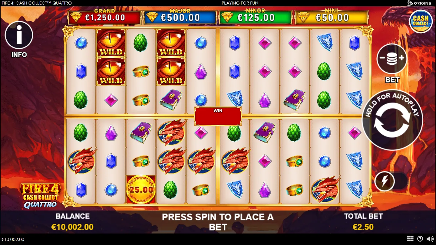Free games in progress with a locked red All Collect badge partway down a reel and gold cash discs on all four grids