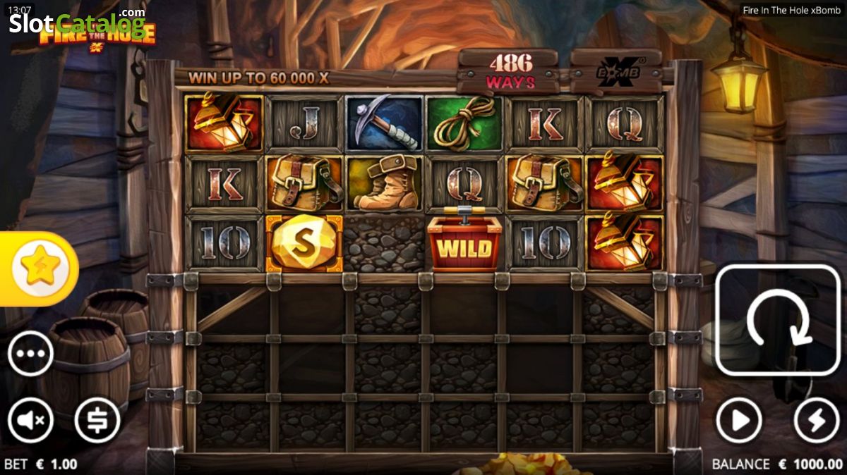 Fire In The Hole xBomb base game reels in the gold mine