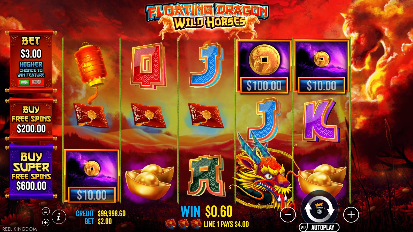 Floating Dragon Wild Horses slot gameplay