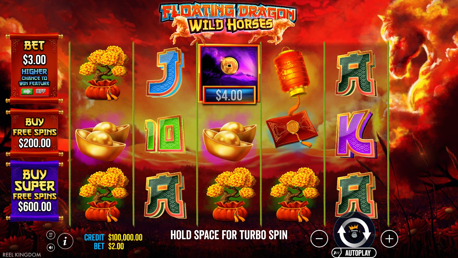 Floating Dragon Wild Horses slot gameplay