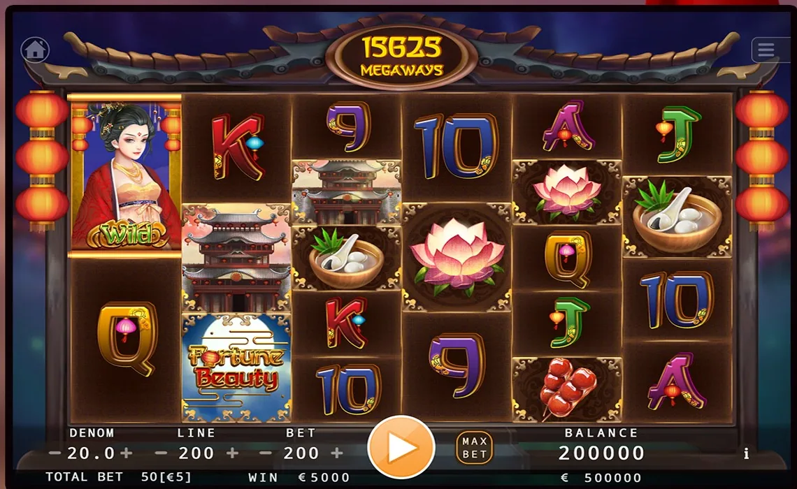 Fortune Beauty Megaways base game board with the ways counter lit