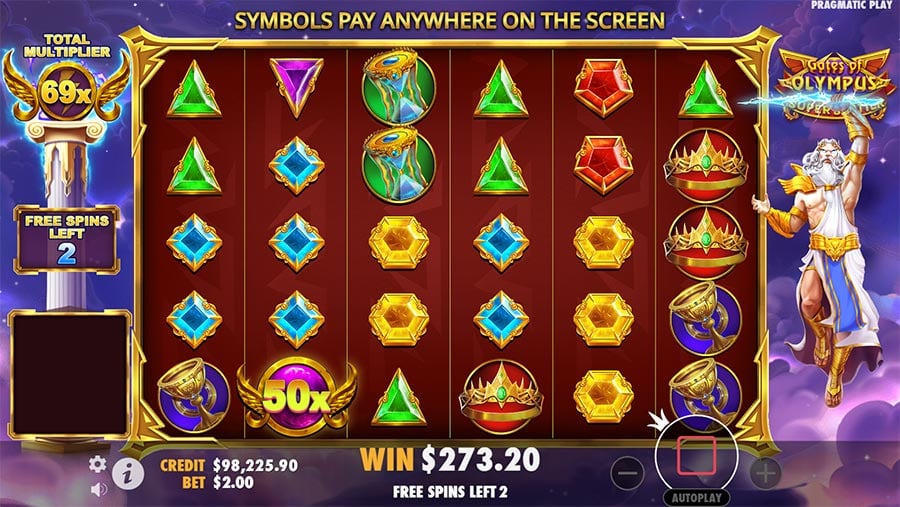 Gates of Olympus Super Scatter free spins with Super Scatters landing