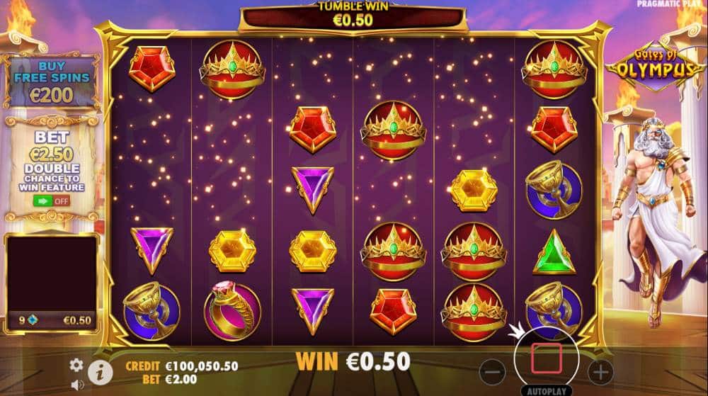 Gates of Olympus tumbling reels gameplay