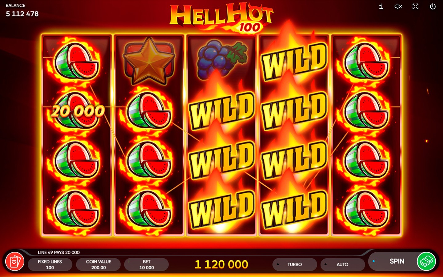 Hell Hot 100 fiery reels and flaming fruit symbols