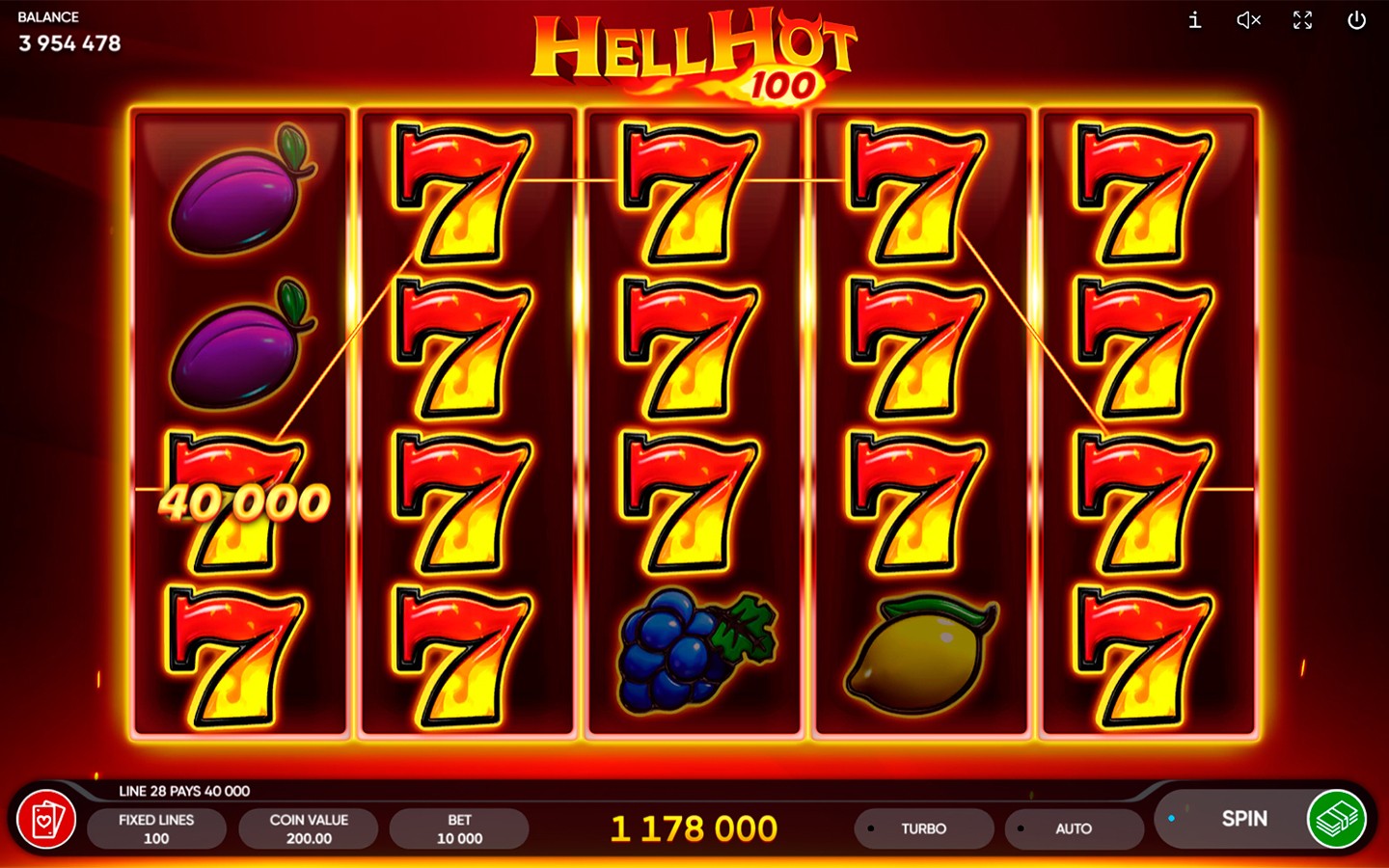 Hell Hot 100 Gamble card feature and stacked Fire Wilds