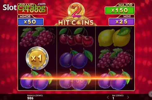 Hit Coins 2 Hold and Spin fruit reels and gold coin symbols