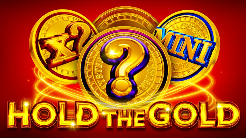 Hold The Gold key art showing the golden coin grid with the x2, Mystery and Mini Jackpot coins