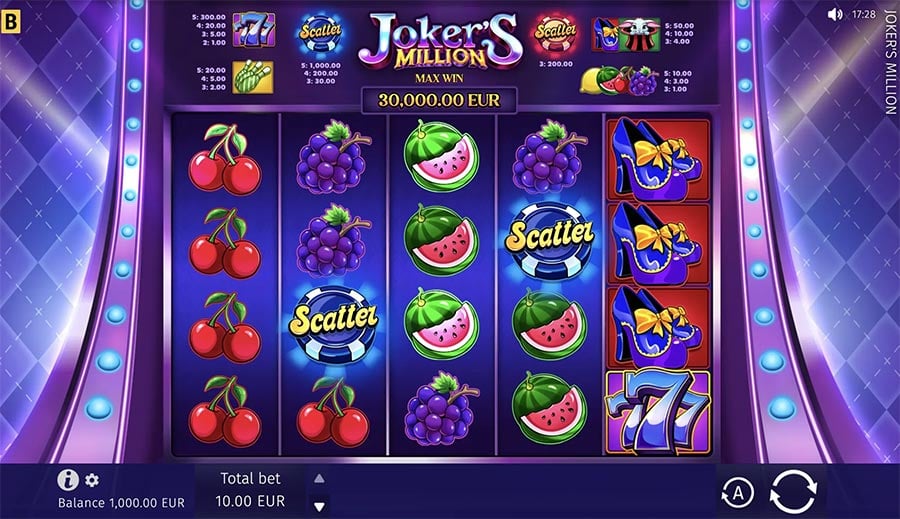 Joker's Million expanding Joker wild and Gamble Round