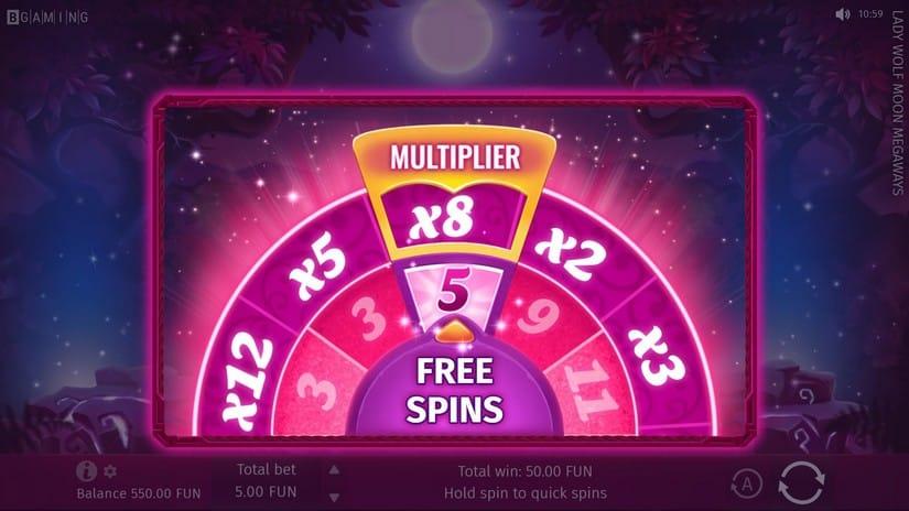 Lady Wolf Moon Megaways big win during free spins