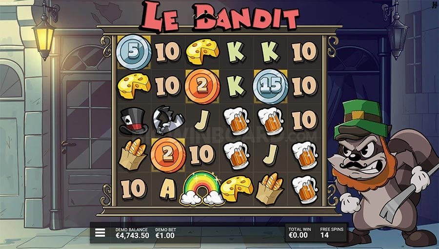 Le Bandit free spins bonus with Golden Squares and pots of gold