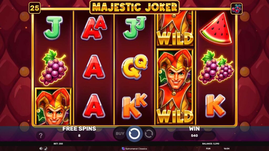 Majestic Joker free spins mode with double symbols