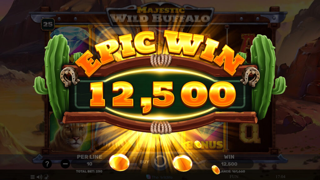 Majestic Wild Buffalo epic win on the reels