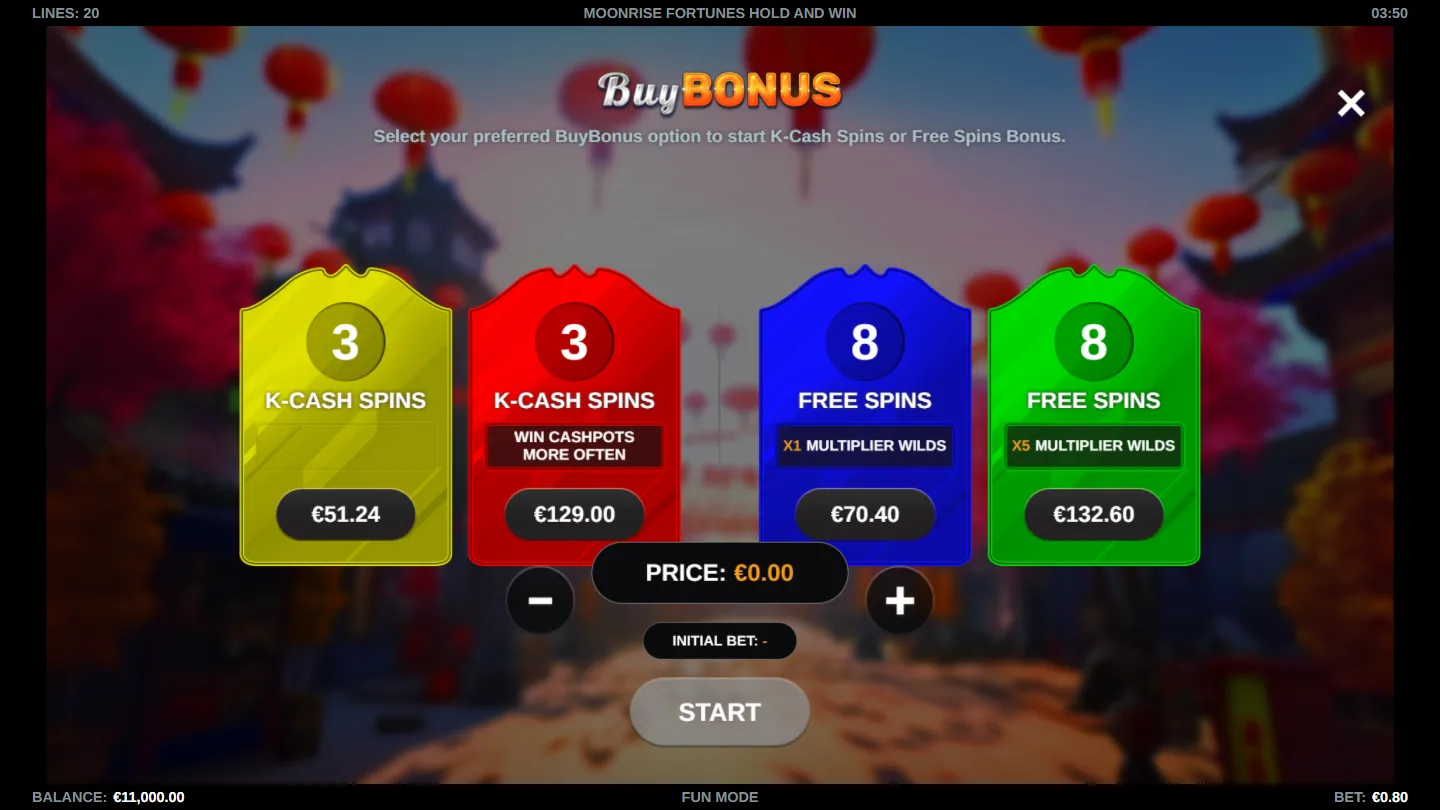 A bought K-Cash Spins round with locked moons showing their cash values and a Cashpot landing