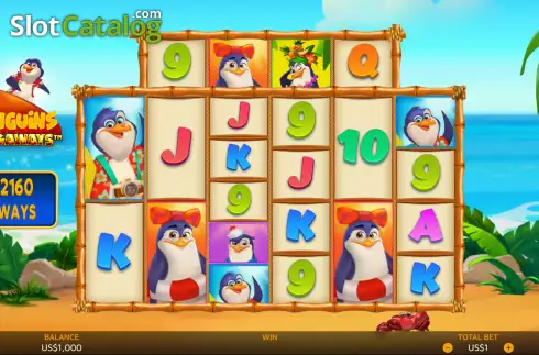 Penguins Megaways free spins bonus round with multiplier
