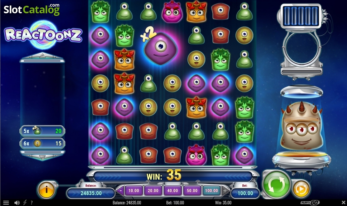 Reactoonz 7x7 alien grid gameplay