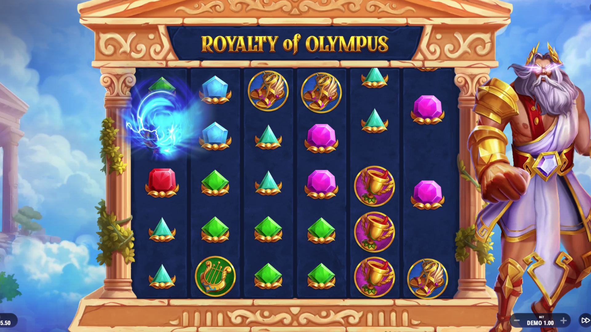Royalty of Olympus multiplier symbols in play