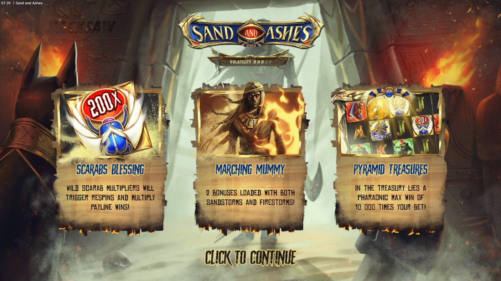 Sand And Ashes slot gameplay