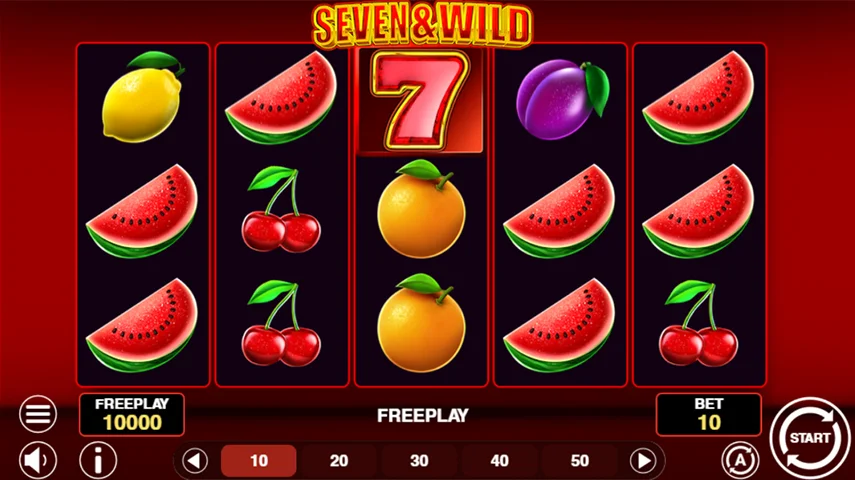 Seven&Wild classic fruit reels and Lucky 7 wild symbol