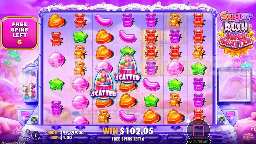 Sugar Rush Super Scatter candy cluster grid gameplay