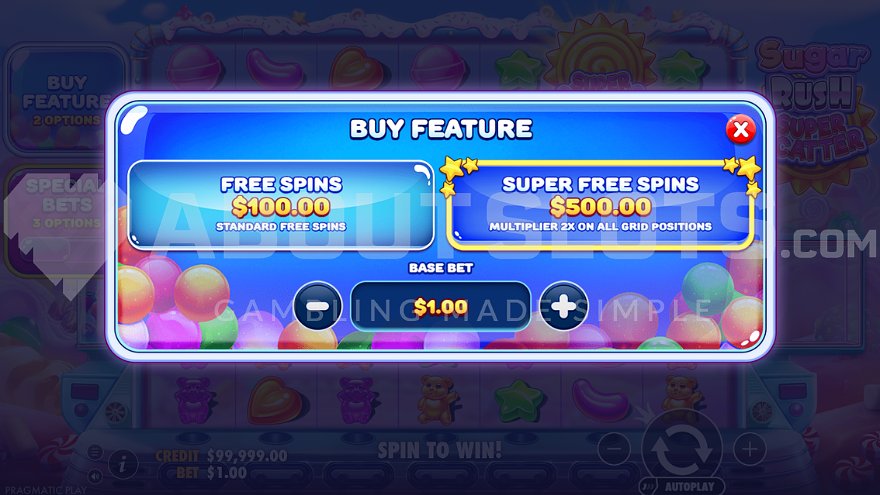 Sugar Rush Super Scatter free spins multiplier spots