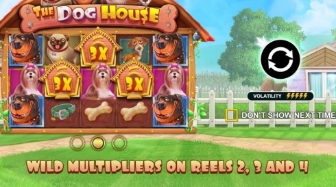 The Dog House slot med wild-multiplikatorer på hjul 2, 3 och 4
