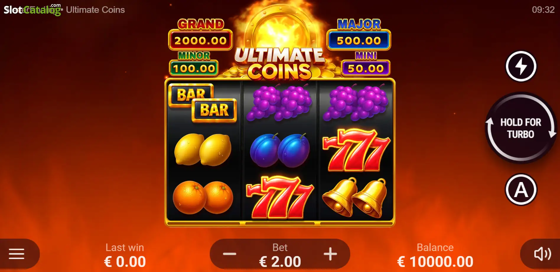 Ultimate Coins Hold and Win classic fruit machine reels and gold coin symbols