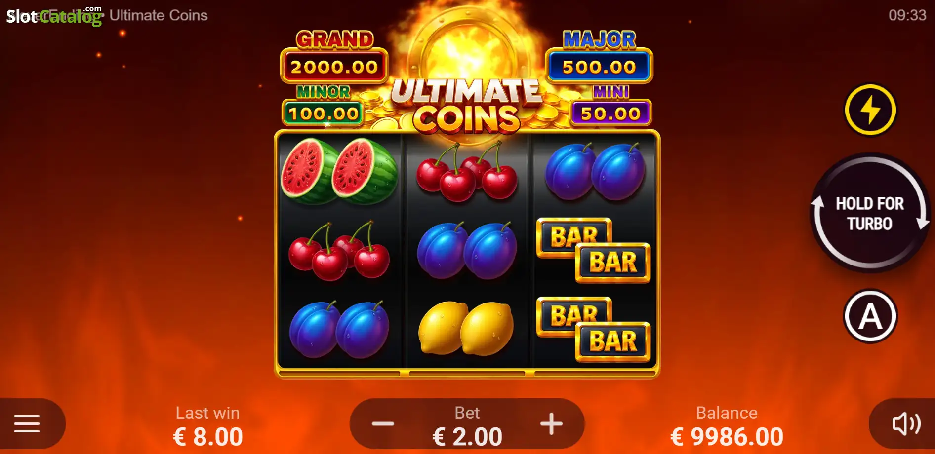 Ultimate Coins Hold and Win bonus game with locked gold coins and jackpots