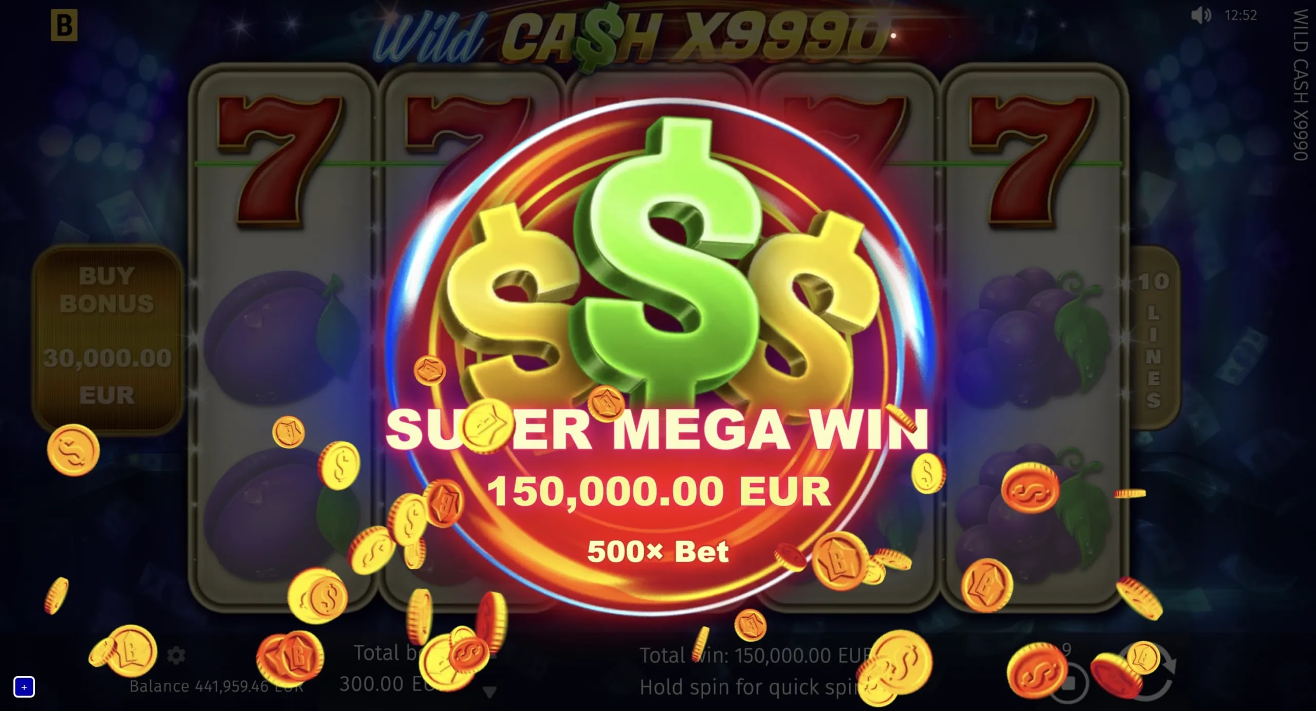 Wild Cash X9990 slot gameplay
