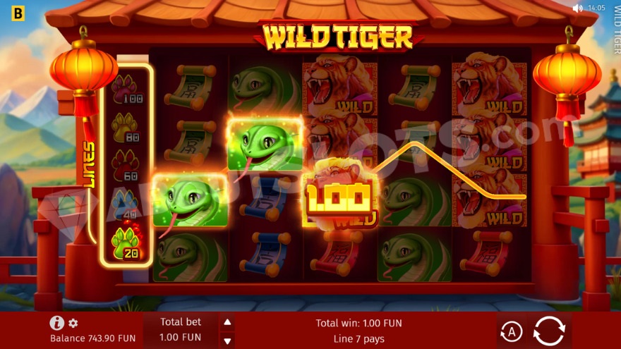 Wild Tiger temple backdrop and premium animal symbols