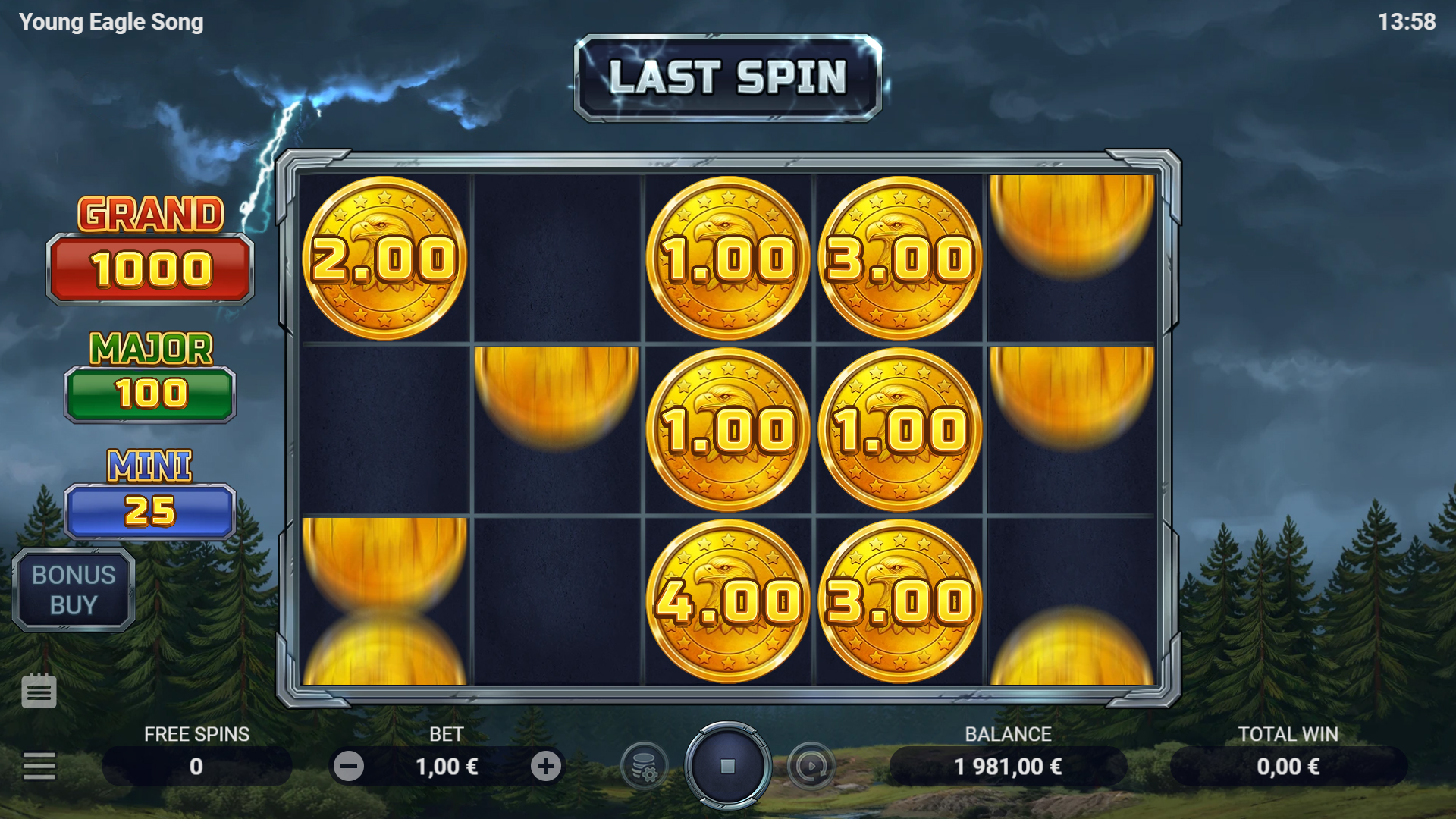 Young Eagle Song Hold and Win gold coin respins feature