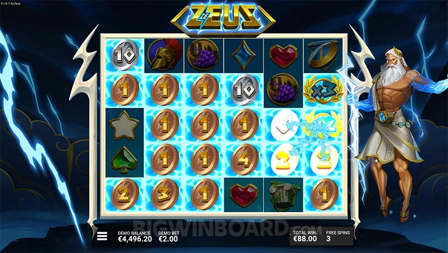 Ze Zeus free spins with Divine Squares and gold coins